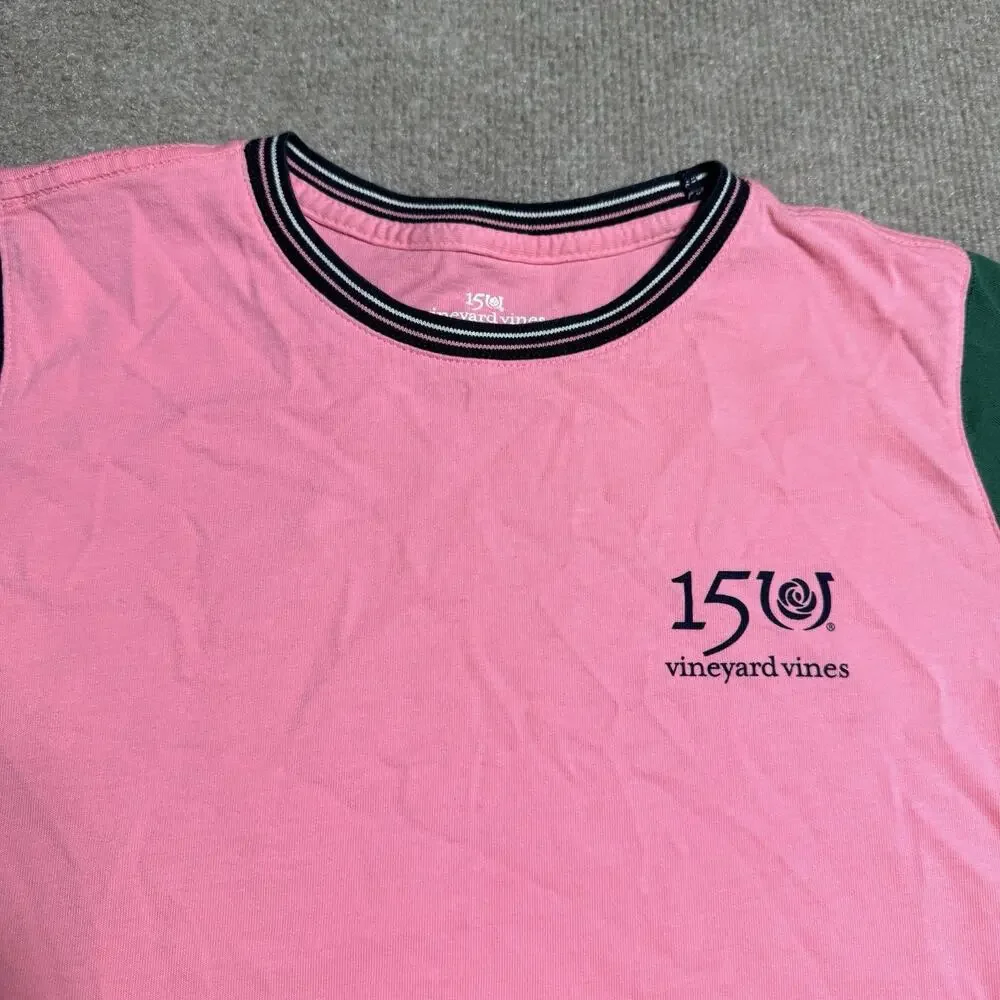Vineyard Vines Girls 150th Kentucky Derby Colorblock Shirt Pink Navy Green L 14